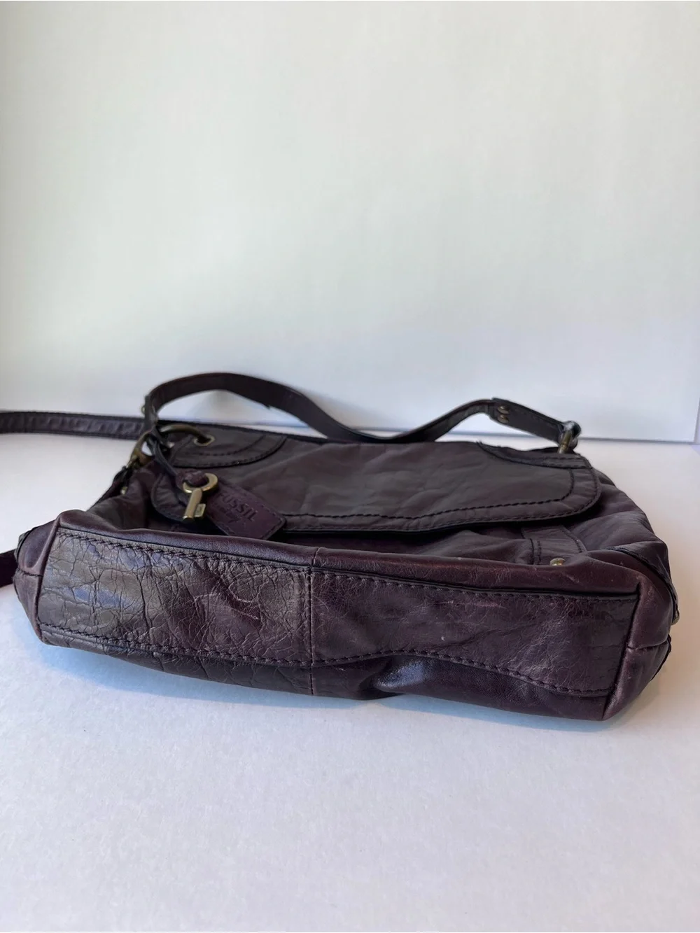 Vintage Fossil Dark Plum Messenger Boho Bag